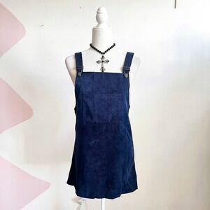 Corduroy Overall Dress Vintage Inspired‎ Cottagecore Indie Sleaze Grunge Blue XS